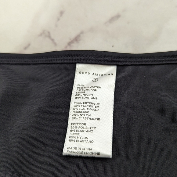 Good American Swim Bottom Women 1 Small Black Jacquard Adjustable Bikini - Picture 4 of 11